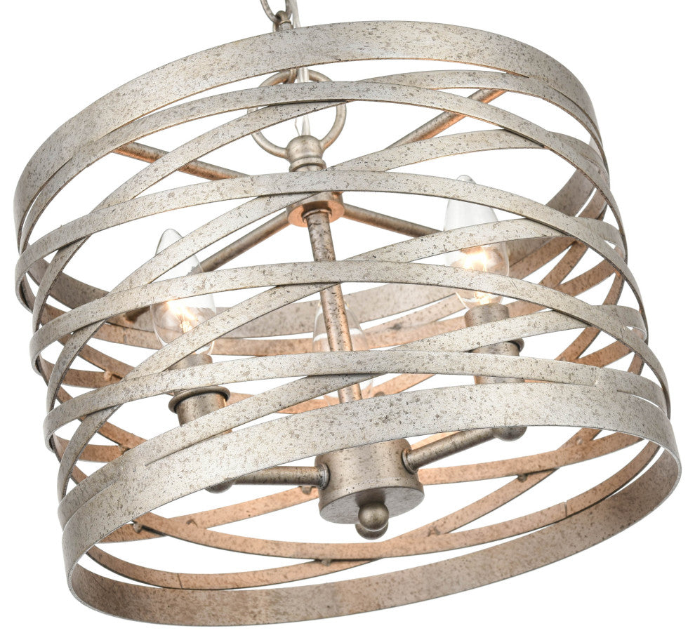 3 Light 13.5" Antique Nickel Pendant