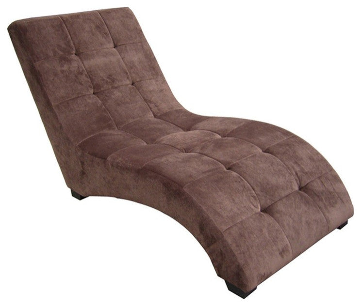 52" Brown Faux Suede Curved Chaise Lounge Accent Chair