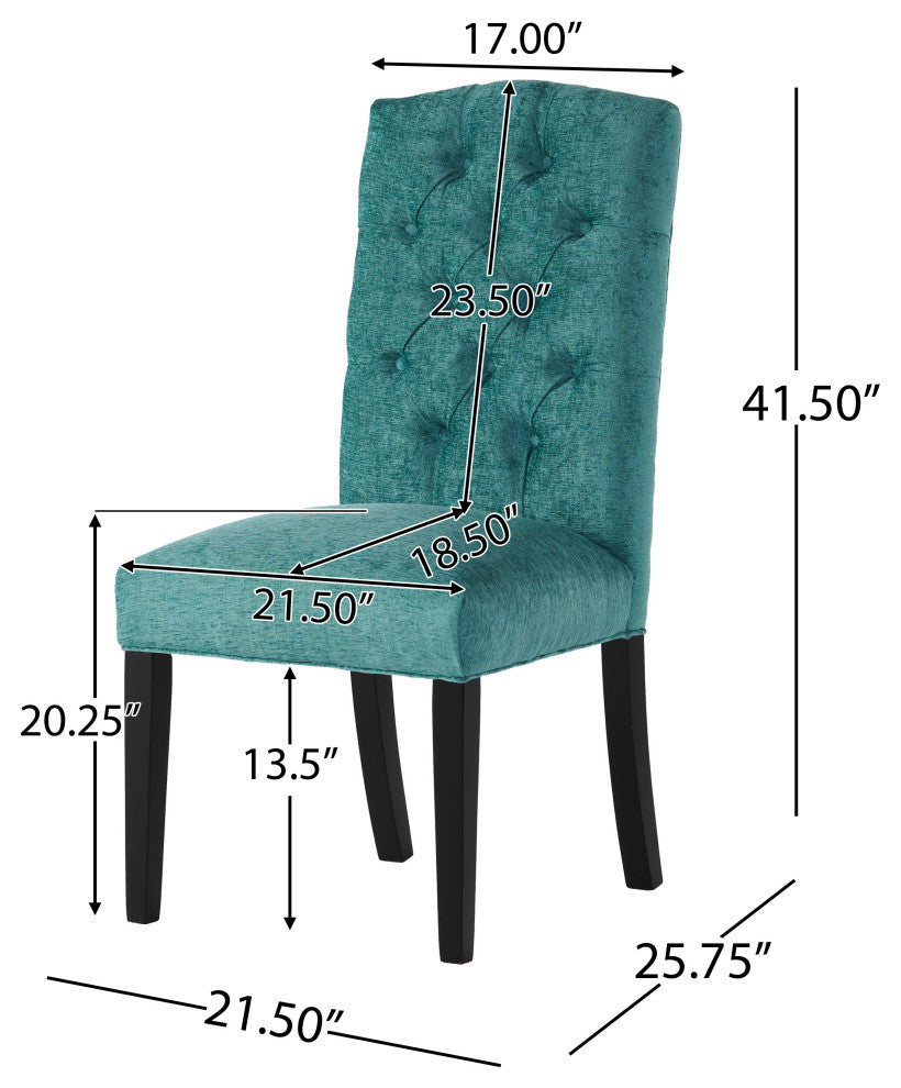 GDF Studio Clark Soft Fabric Dining Chairs, Set of 2, Teal Green