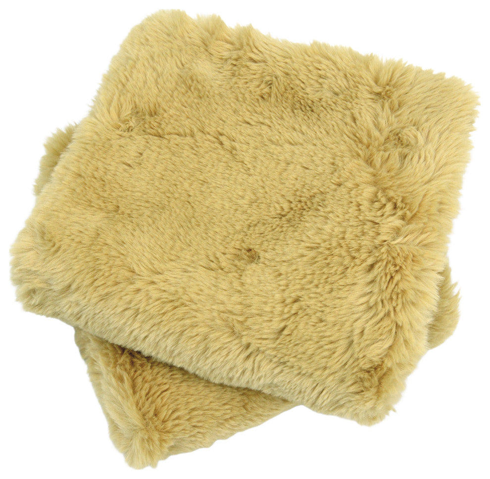 Heavy Faux Fur Throw Pillow Covers 2pcs Set, Misted Yellow, 20''x20''