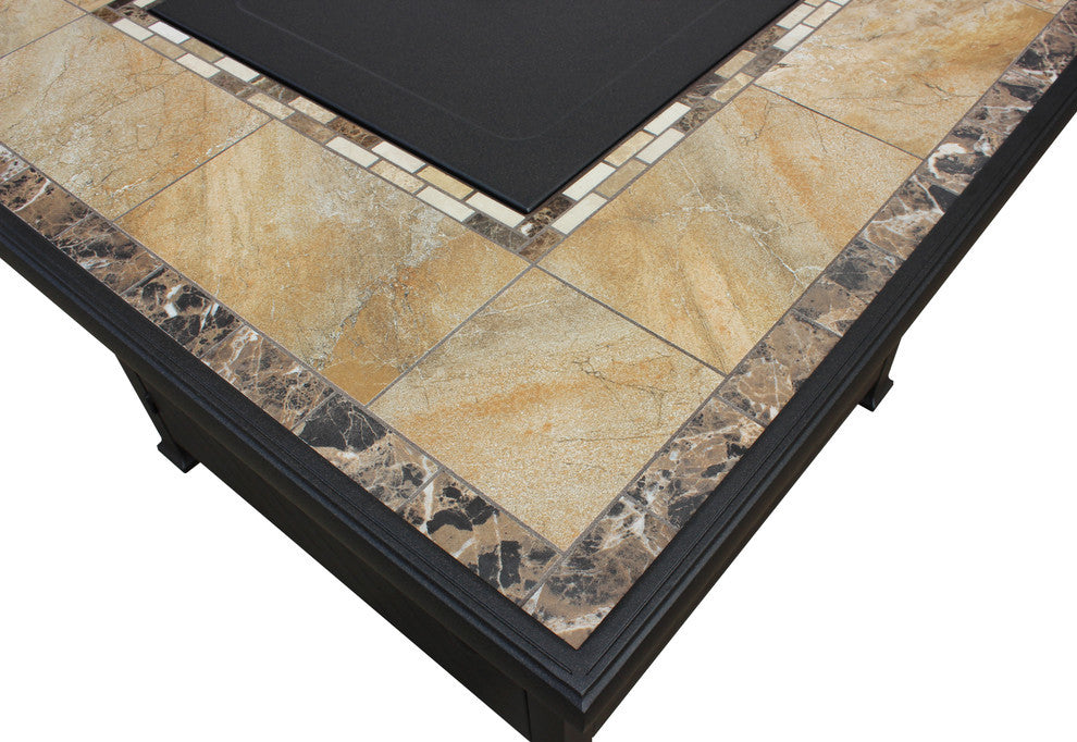 AZ Patio Heater Marble Tile 40" Square LP Fire Pit Table