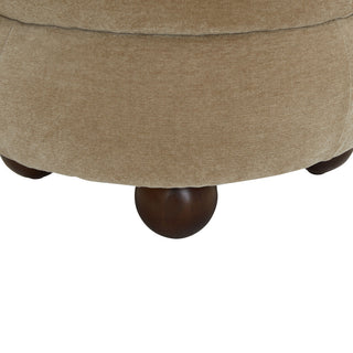 Safavieh Couture Cecelia Round Ottoman, Light Brown/Walnut