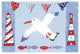 "Coastal Bird III Blue" Digital Paper Print by Farida Zaman, 62"x42"