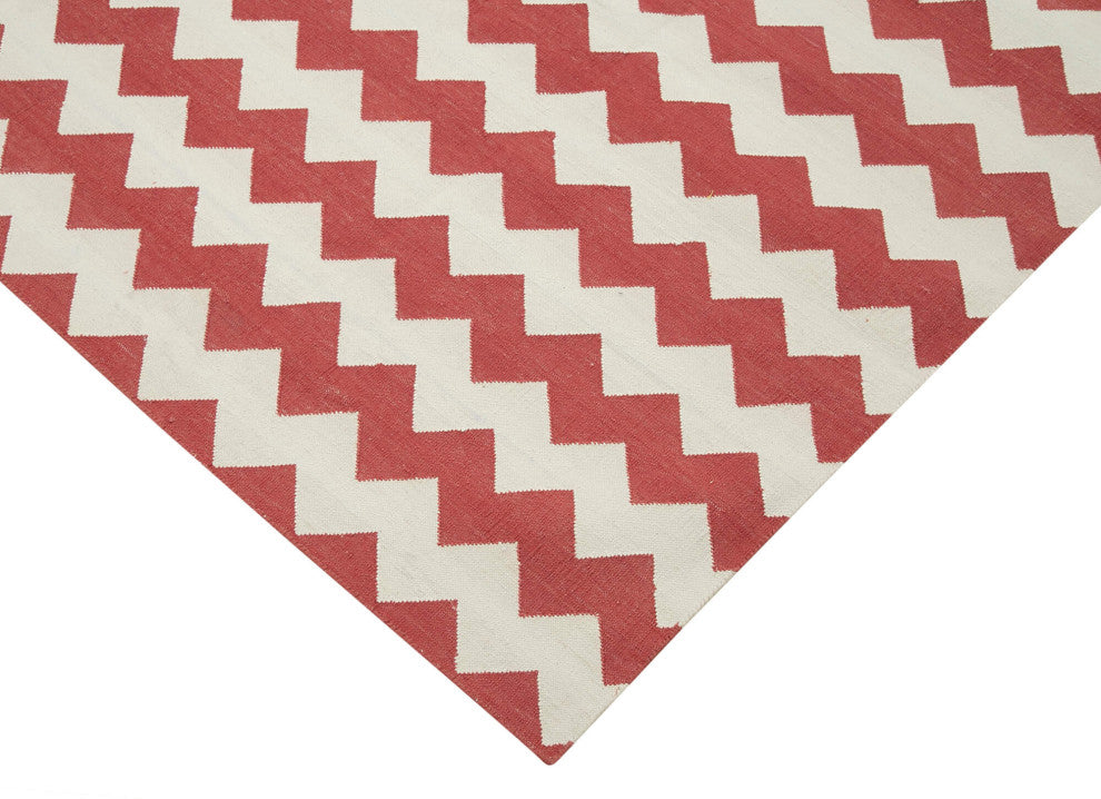 Rug N Carpet - Handmade Wool 6' 0'' x 8' 10'' Geometric Dhurrie Kilim Rug