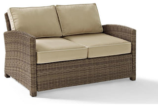 Bradenton 3Pc Outdoor Wicker Conversation Set Sand/Weathered Brown