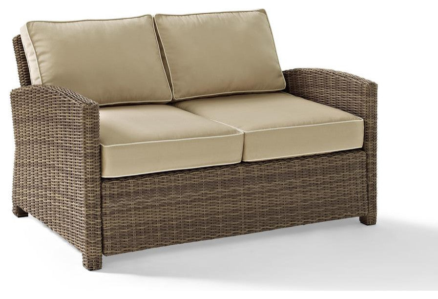 Bradenton 3Pc Outdoor Wicker Conversation Set Sand/Weathered Brown