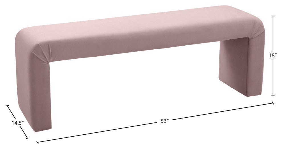 Minimalist Velvet Upholstered Bench, Pink