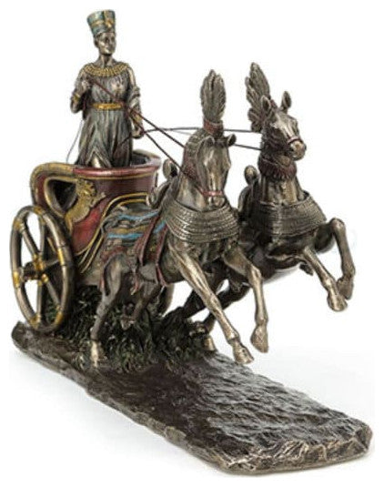 Egyptian Queen Nefertiti On Chariot Sculpture