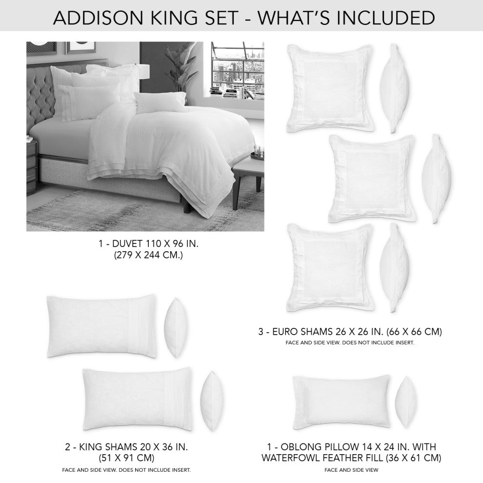 Addison 7-Piece King Linen Duvet Set - White