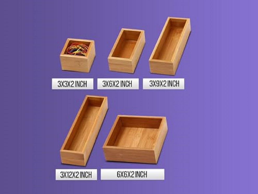 Bamboo Drawer Organizer Box