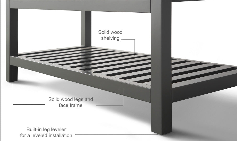 Elizabeth Bath Vanity, Sapphire Gray, 60", Brushed Nickel Hardware, No Mirror