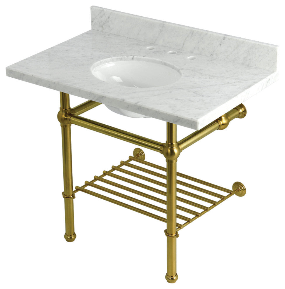 KVPB3630MBB7 36" Console Sink with Brass Legs (8-Inch, 3 Hole)
