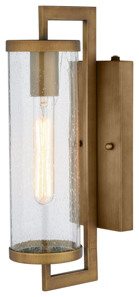 Morgan Park 1-Light Warm Brass Dusk to Dawn Modern Outdoor Wall Sconce Fixture, Warm Brass, 4.25"wx16"hx7"d