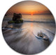 Stormy Sea With Rushing White Waves, Beach Disc Metal Wall Art, 23"