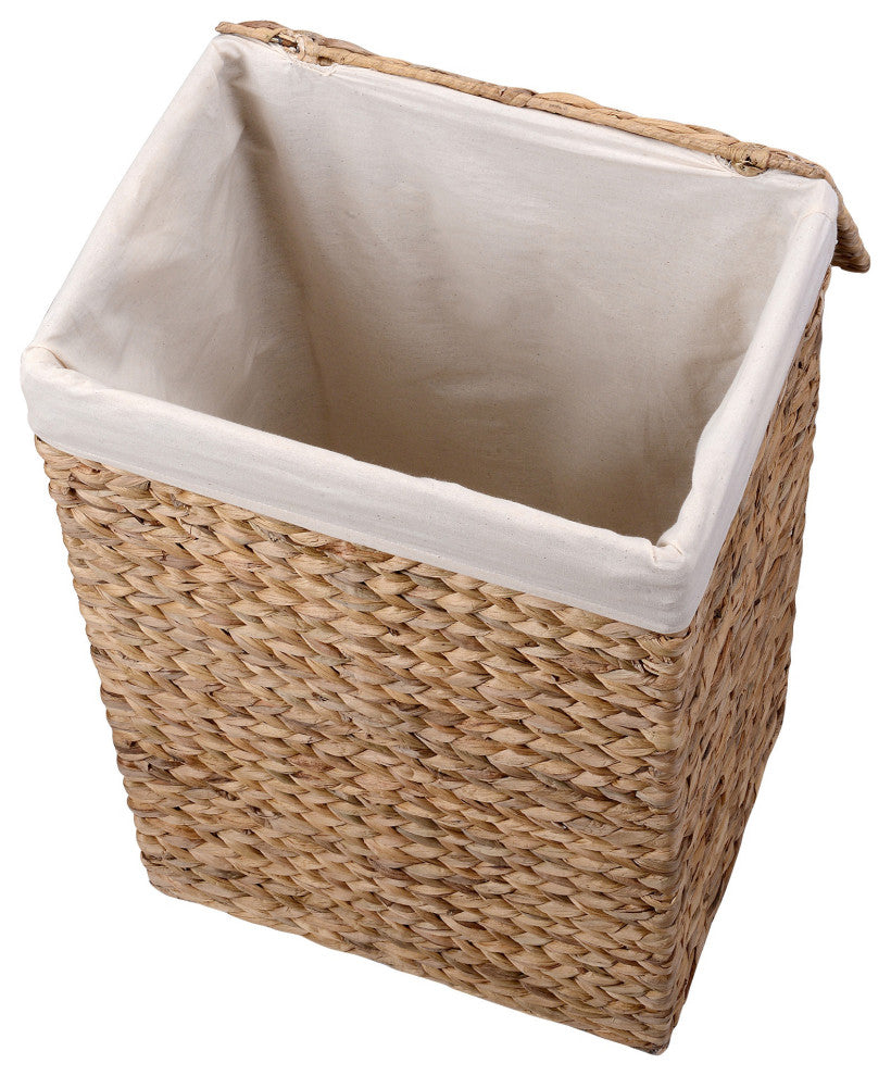 Handmade Wicker Laundry Hampers Set of 2 Water Hyacinth Storage Baskets
