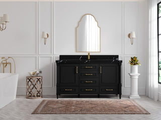 Aberdeen 60 Single Bathroom Vanity In Black 2" Calacatta Black