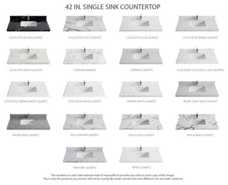 Cambridge 42 Single Sink Bath Vanity in White 2" Calacatta Nuvo