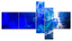 Blue Sparkling Lightning, Abstract Canvas art print, 60"x32", 5 panels