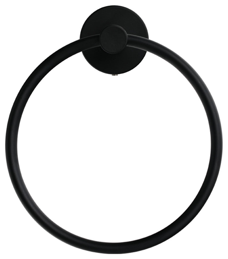 Elizabeth Wall Mounted Towel Ring in Matte Black (Set of 2)