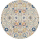 8' Cream Round Floral Power Loom Area Rug