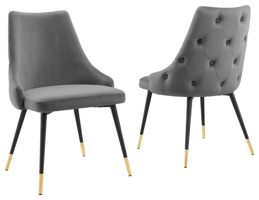 Adorn Dining Side Chair Performance Velvet Set of 2 Gray