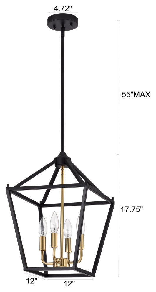 CHLOE Lighting IRONCLAD Industrial 4-Light Textured Black Inverted Pendant