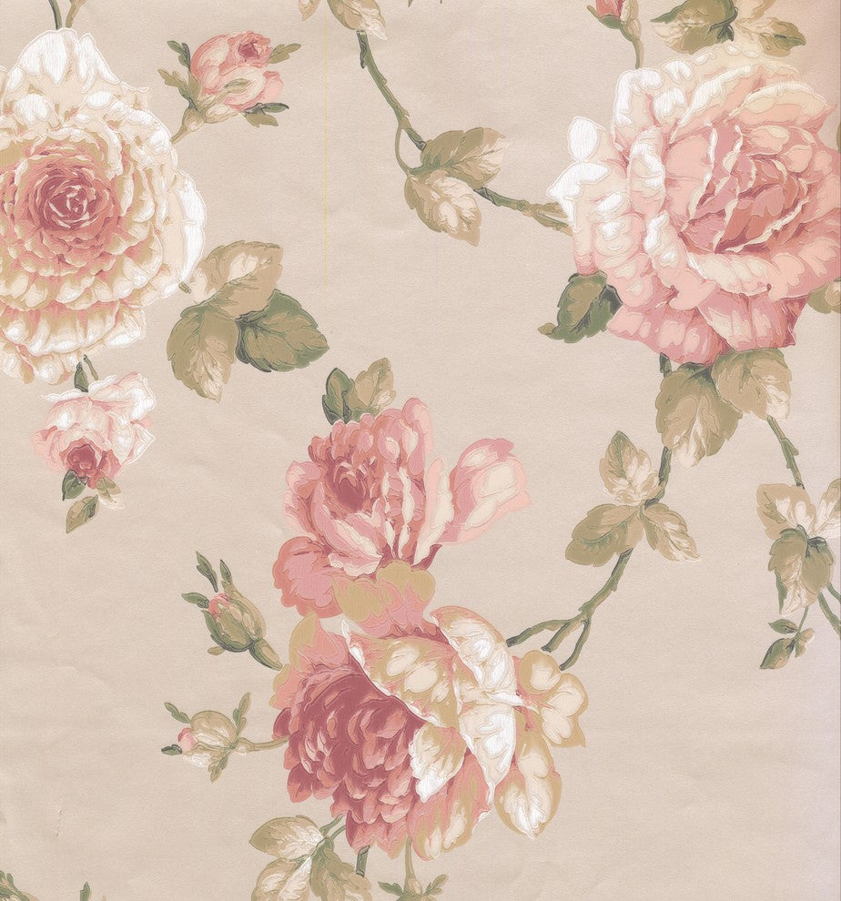 FLORAL - Flower Colorful Cream Wallpaper Sample