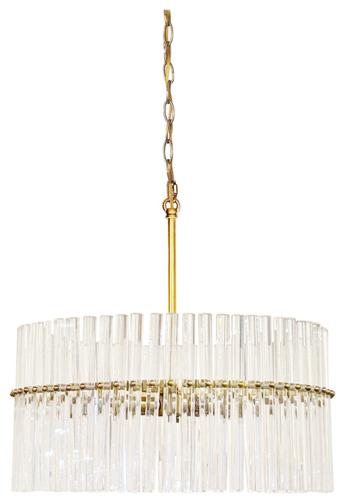 JL Styles Inc Four Light Crystal Chandelier in Brass Finish