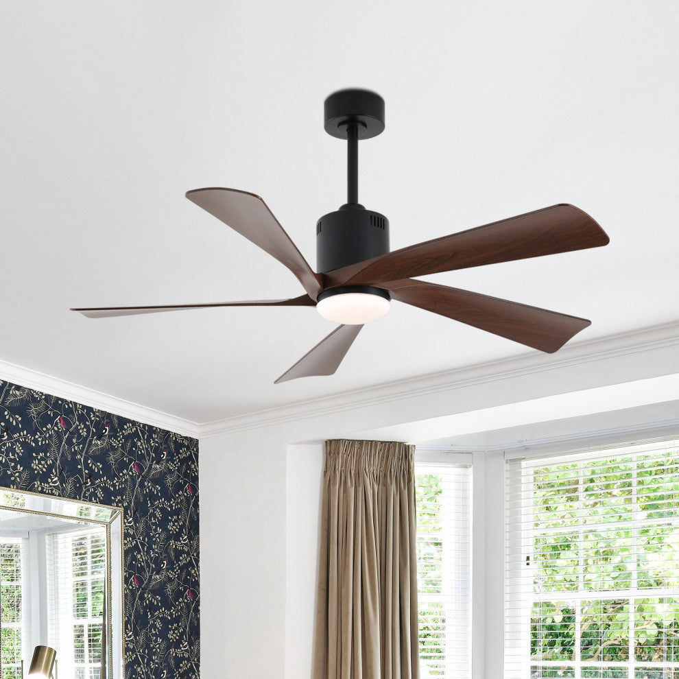 52" 5-Blade Reversible LED Ceiling Fan With Light and Remote, Black