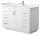 48" Single Vanity White, Light-Vein Carrara Cult Marble Counter, Sink, Gold Trim