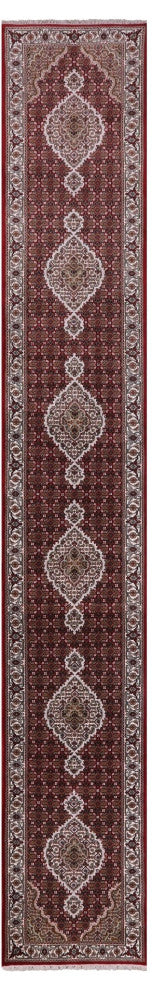 Persian Tabriz Hand Knotted Wool and Silk Runner Rug 2' 7" X 18' 0" Q5983