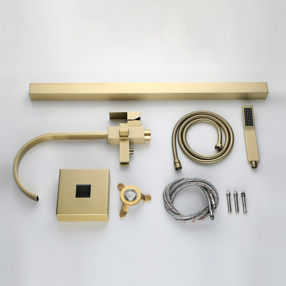 Single Handle Floor Mounted Clawfoot Tub Faucet, Gold
