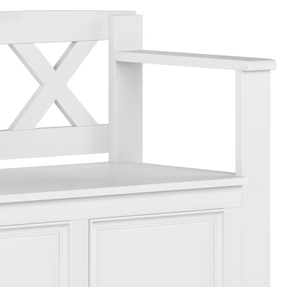 Amherst Solid Wood Small Entryway Storage Bench, White
