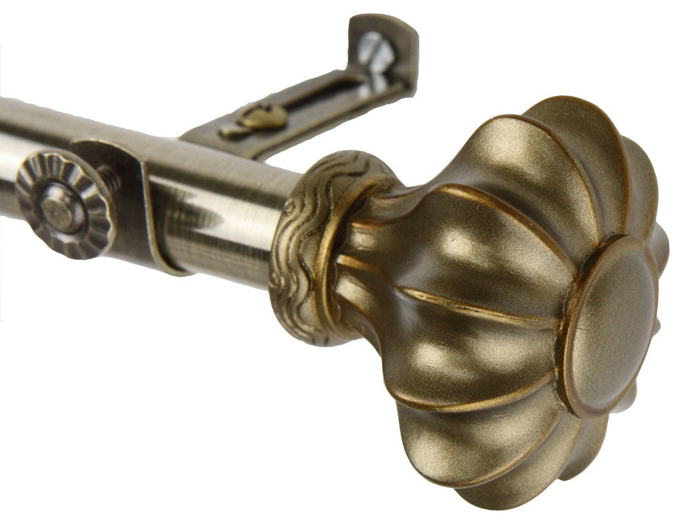 Maurice 13/16" 5-Sided Bay Window Curtain Rod, Antique Brass