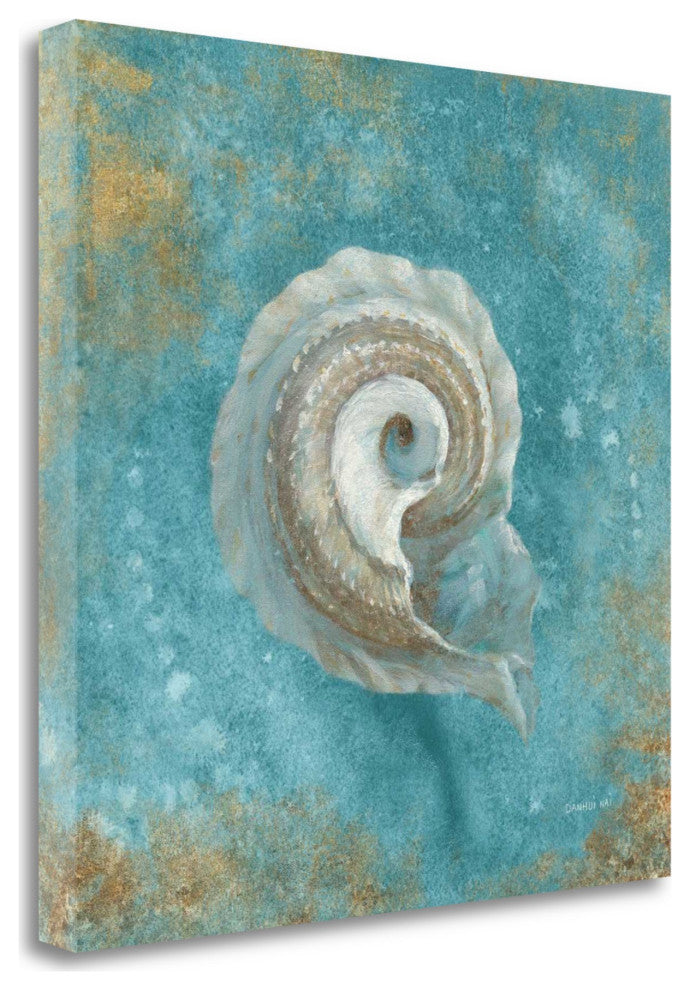 24" Majestic Seashell in the Deep Blue Sea Giclee Wrap Canvas Wall Art