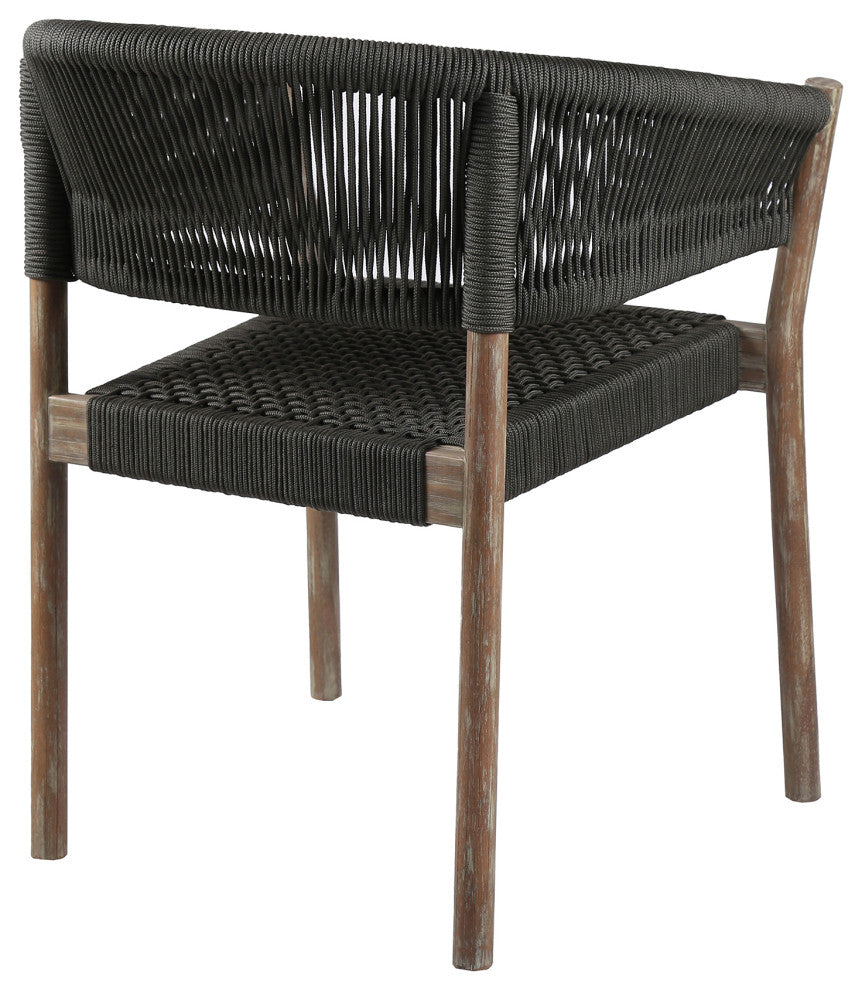 Doris Outdoor Light Eucalyptus Wood With Charcoal Rope Dining Chair Set of 2