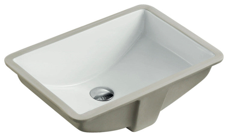 Rectangle Undermount Large Ceramic Lavatory Vanity Bathroom Sink Pure White, 21.