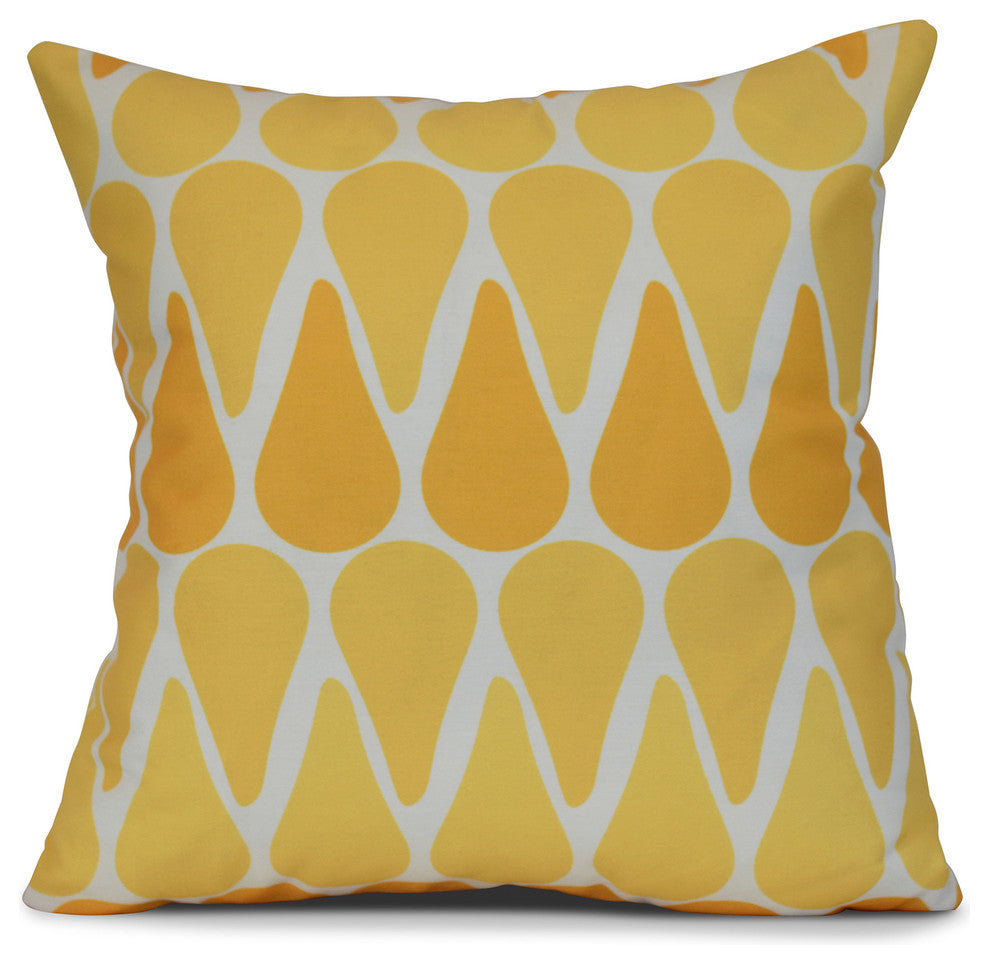 Watermelon Seeds, Geometric Print Outdoor Pillow, Yellow, 16"x16"