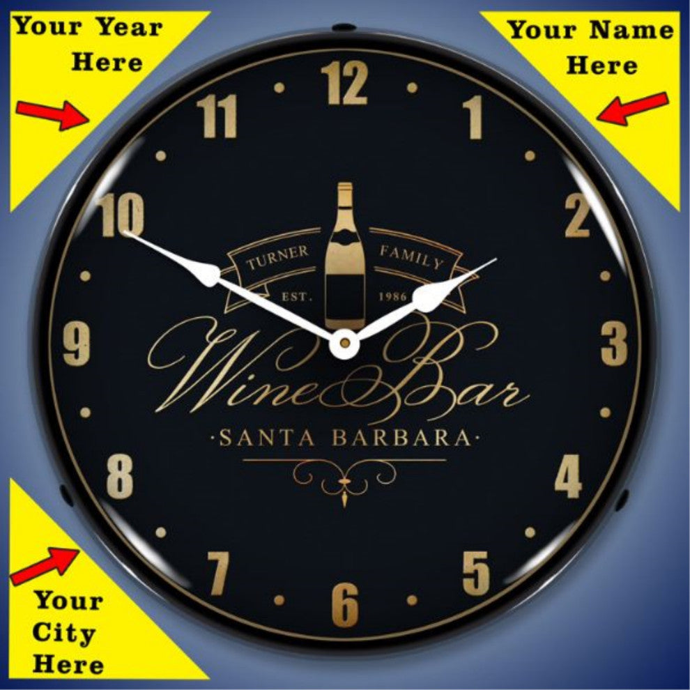 AG20111170 Add Your Name Wine Bar Clock