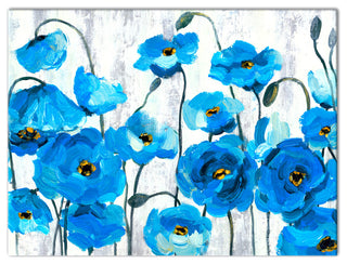 Blue Poppies on White 30x40 Canvas Wall Art
