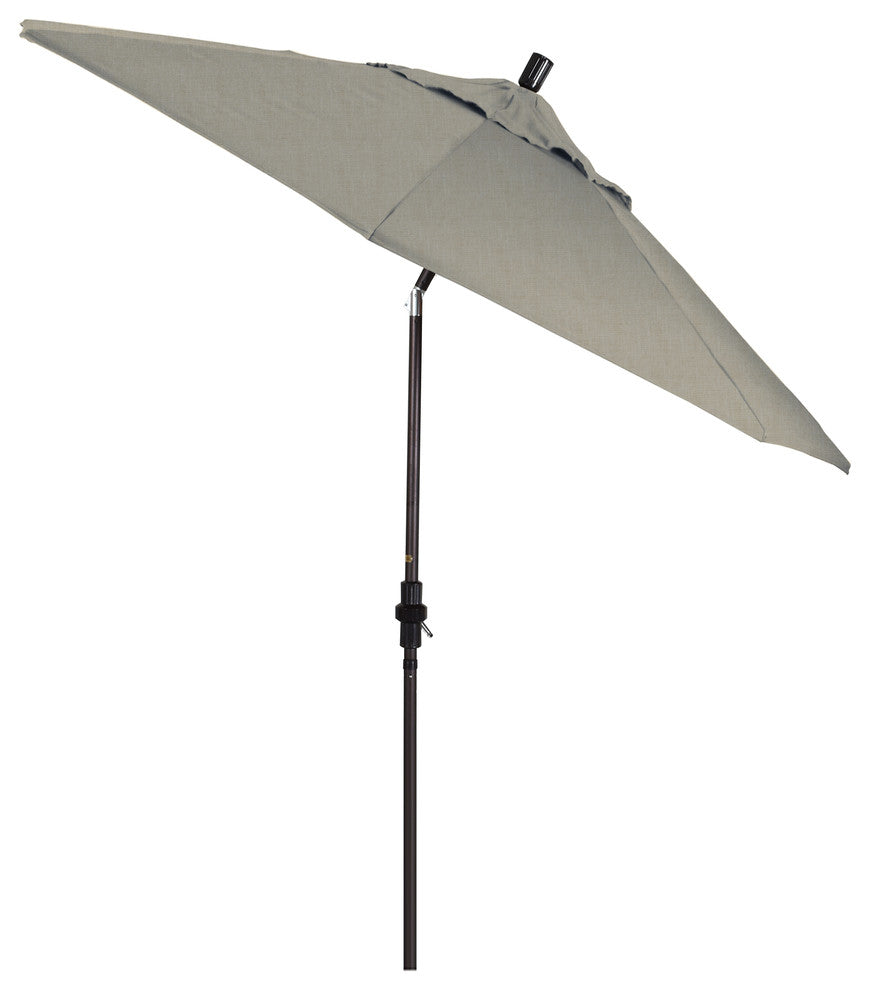9' Bronze Collar Tilt Crank Lift Aluminum Umbrella, Sunbrella, Spectrum Dove