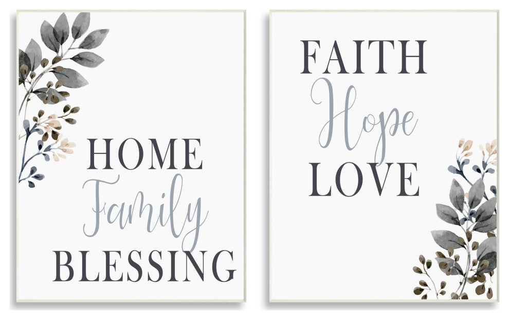 Faith Hope Home Family Phrases Soft Black Florals,13 x 19