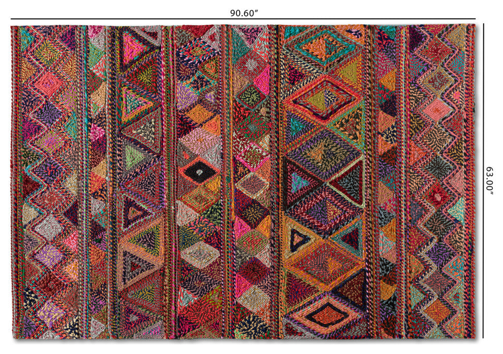 Bagleys Modern Multi-Colored Handwoven Fabric Area Rug