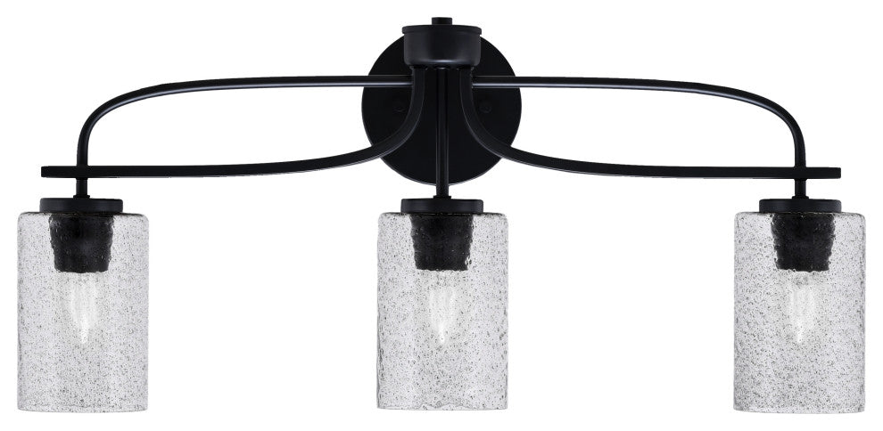 Cavella 3 Light Bath Bar, Matte Black Finish, 4" Smoke Bubble Glass