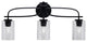Cavella 3 Light Bath Bar, Matte Black Finish, 4" Smoke Bubble Glass