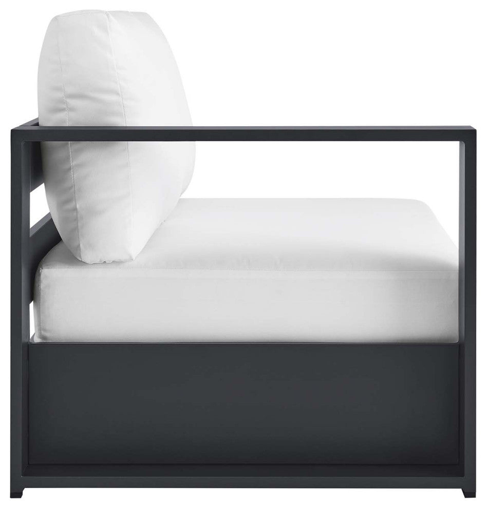 Tahoe Outdoor Patio Powder-Coated Aluminum Modular Left-Facing Loveseat - Gray W