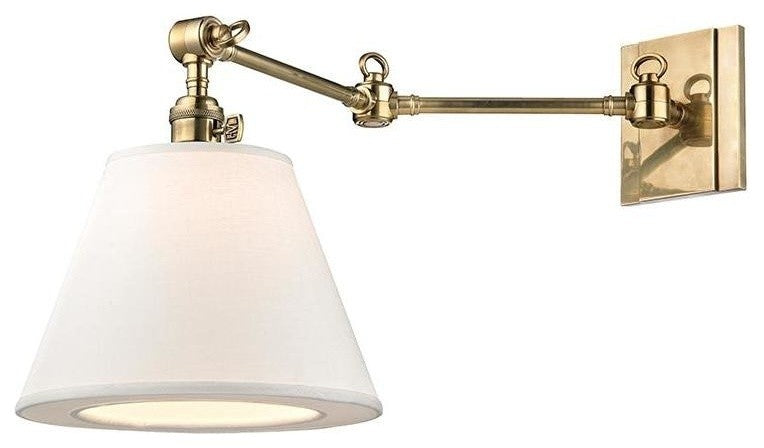 Hillsdale, One Light Horizontal Swivel Wall Sconce, Aged Brass Finish