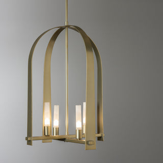 Triomphe 4-Light Pendant Frosted Glass, Modern Brass