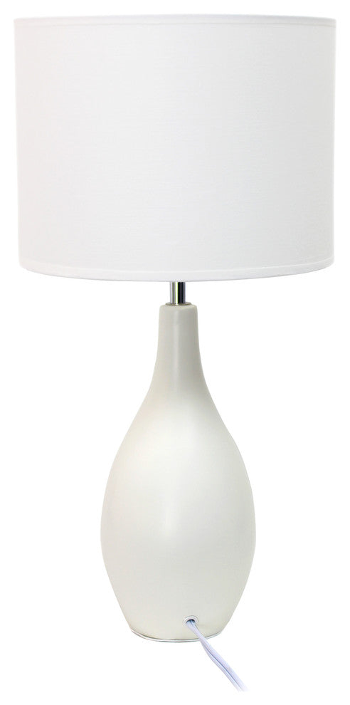 Simple Designs Oval Bowling Pin Base Ceramic Table Lamp, White