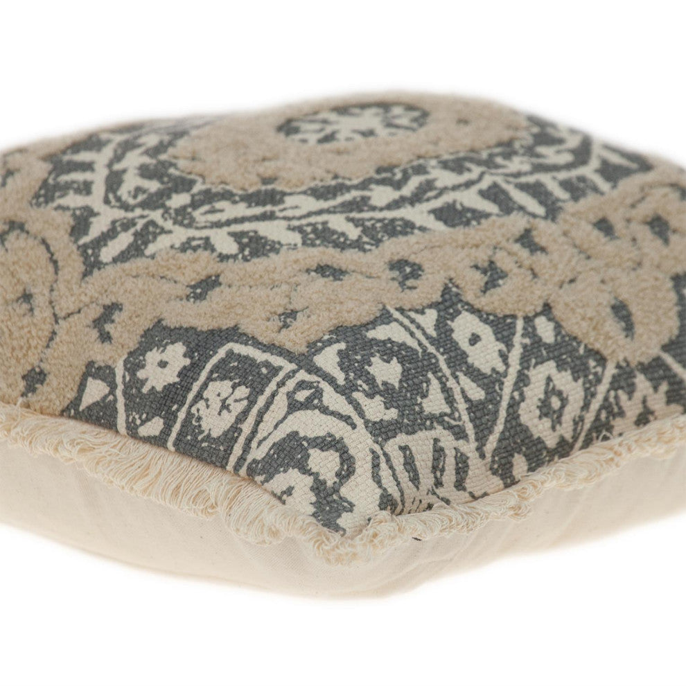 Parkland Collection Abu Beige Throw Pillow, Square, Beige/Gray